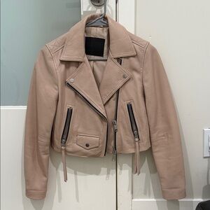 All Saints Beige Leather Jacket